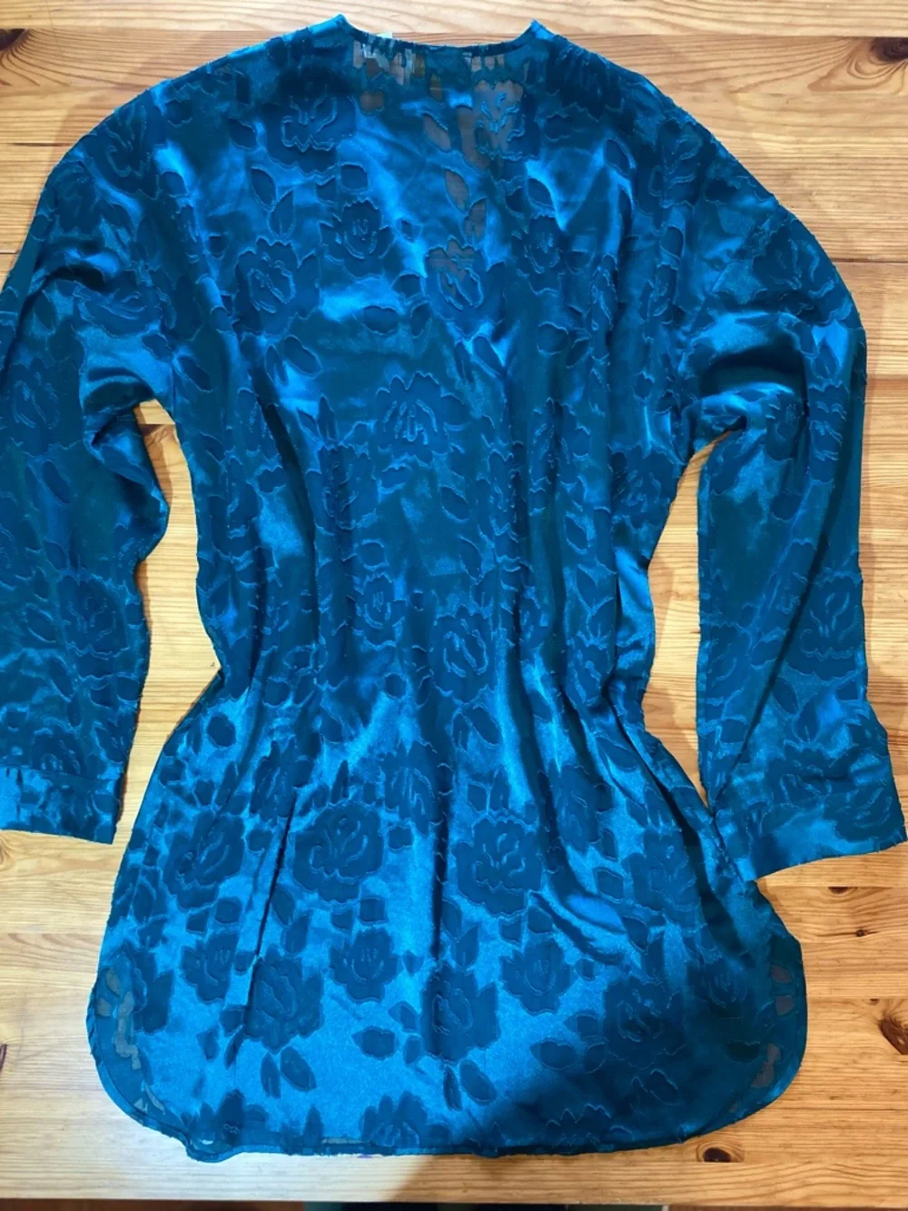 Vintage Victoria’s Secret Gold Label Satin Burnout Dress in Emerald Green Size L